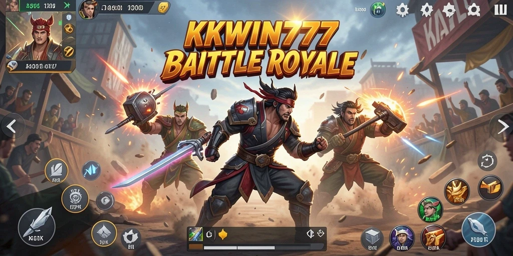 Tampilan gameplay menegangkan dari KKWIN777 dalam pertarungan Battle Royale.