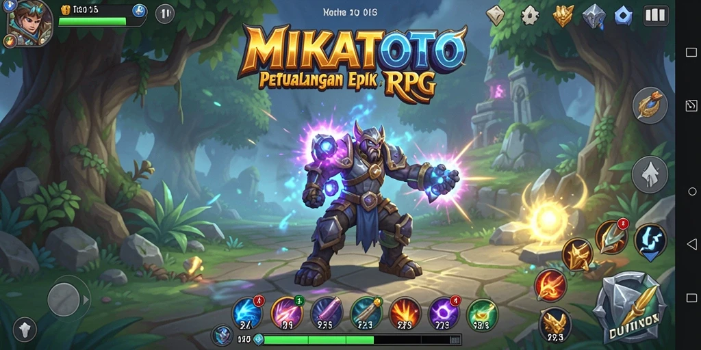 Screenshot gameplay MIKATOTO yang menunjukkan pertempuran seru.