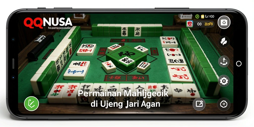 Screenshot utama QQNUSA menampilkan gameplay Mahjong yang seru dan interaktif.