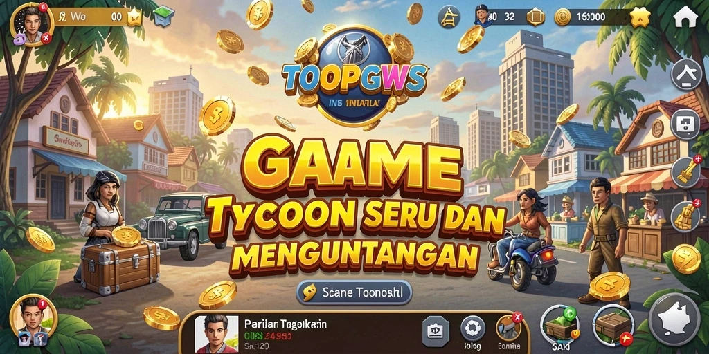 Screenshot TOOPGWS menampilkan gameplay pengelolaan bisnis yang menarik.